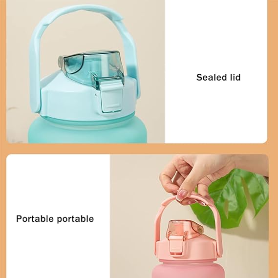 Random colors 2L water bottle with water level indicators